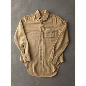 Vintage 1960s Volga Tailors Beige Wool Crepe Button-Up Shirt Men's S/M
